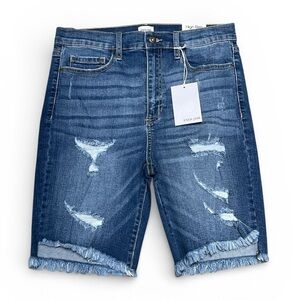 Sneak Peek Blue Bermuda Distressed Denim Shorts Women’s Size Large